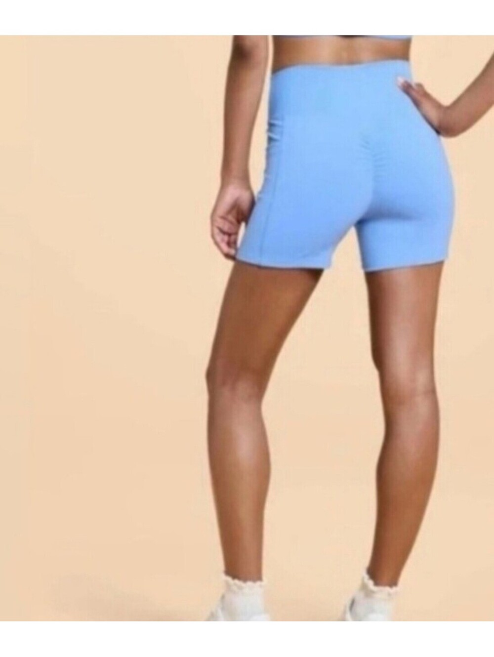 Blogilates Crisscross Scrunch Bike Shorts Medium Cool Blue
